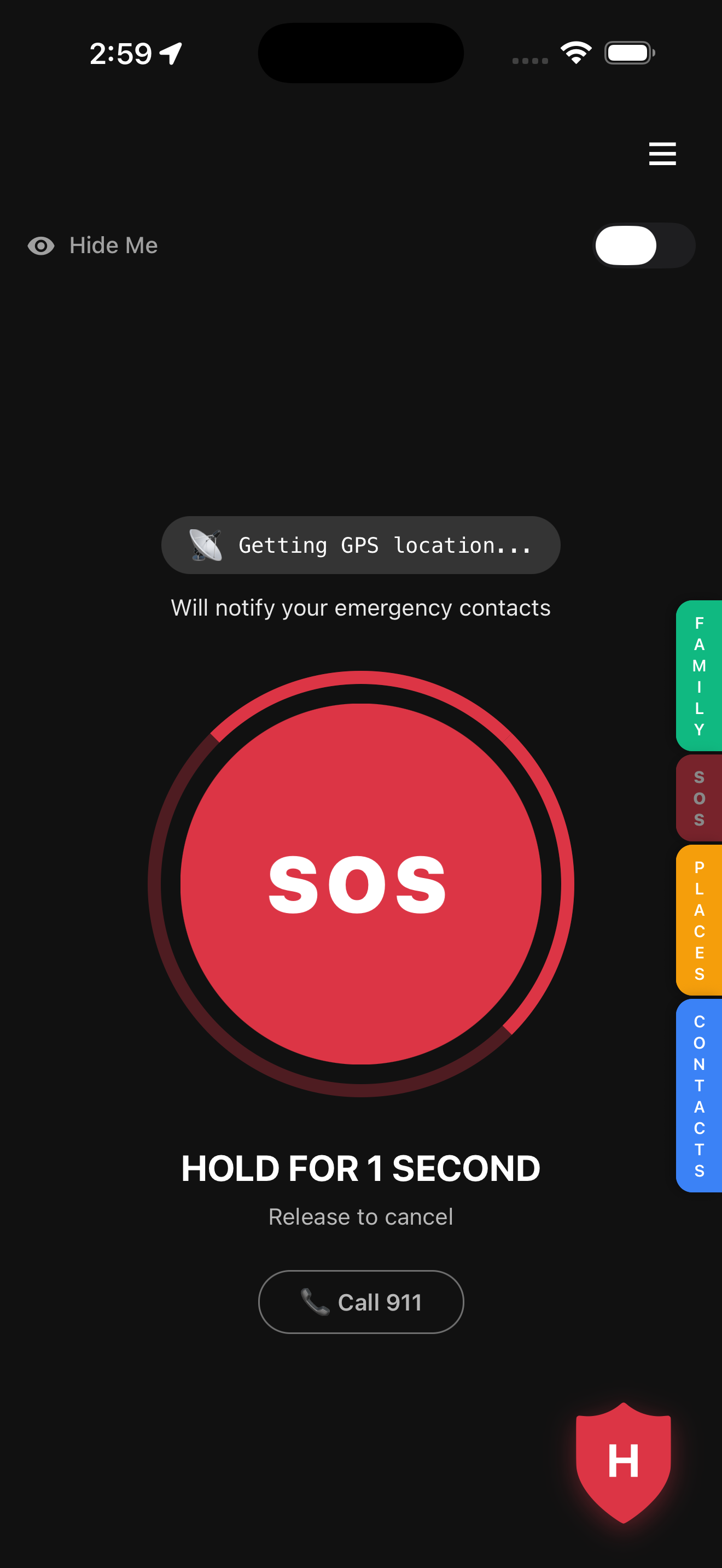 SOS Main Screen